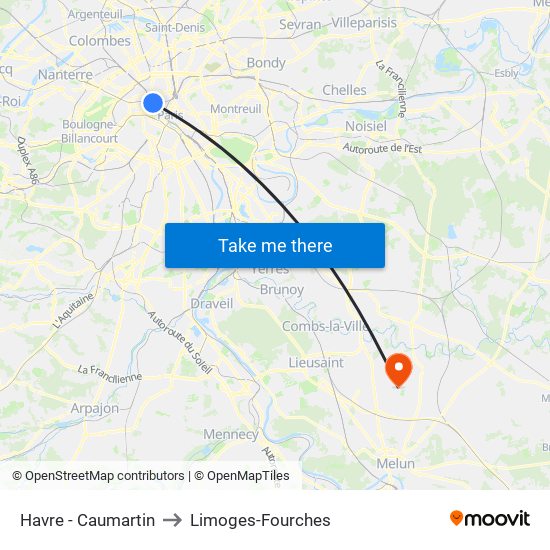 Havre - Caumartin to Limoges-Fourches map