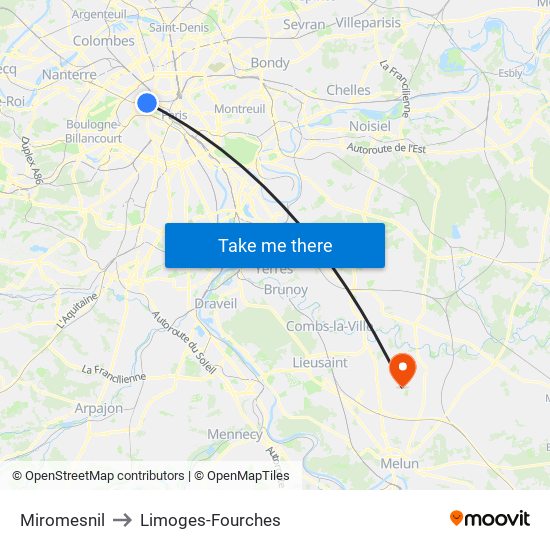Miromesnil to Limoges-Fourches map