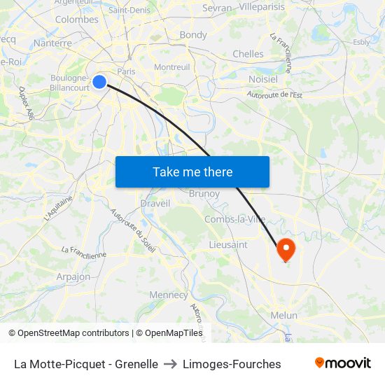 La Motte-Picquet - Grenelle to Limoges-Fourches map