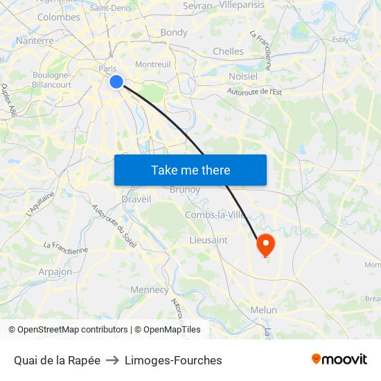 Quai de la Rapée to Limoges-Fourches map
