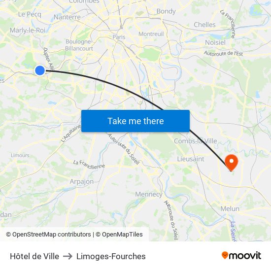 Hôtel de Ville to Limoges-Fourches map