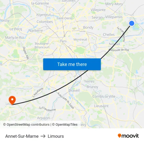 Annet-Sur-Marne to Limours map