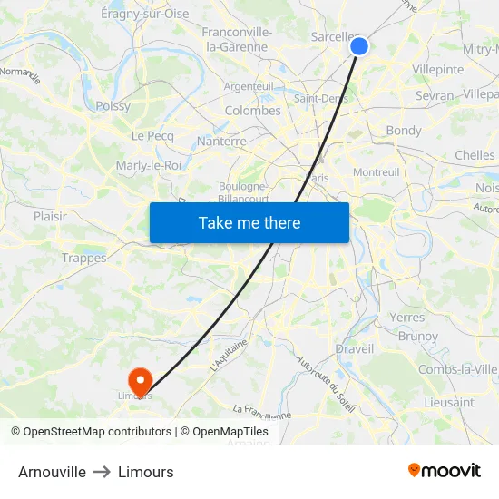 Arnouville to Limours map