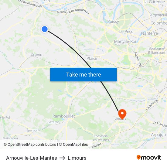 Arnouville-Les-Mantes to Limours map