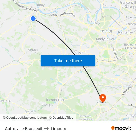 Auffreville-Brasseuil to Limours map