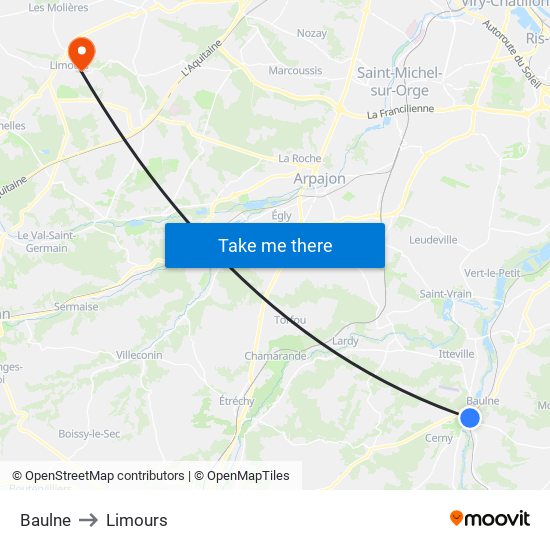 Baulne to Limours map