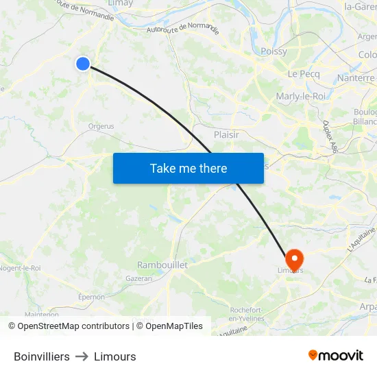 Boinvilliers to Limours map