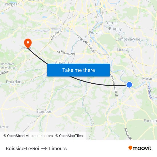 Boissise-Le-Roi to Limours map