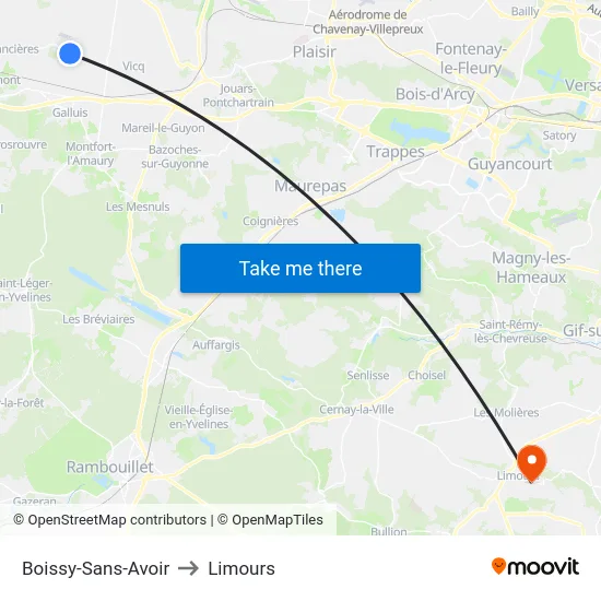 Boissy-Sans-Avoir to Limours map