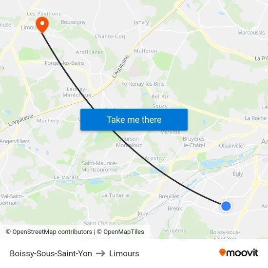 Boissy-Sous-Saint-Yon to Limours map