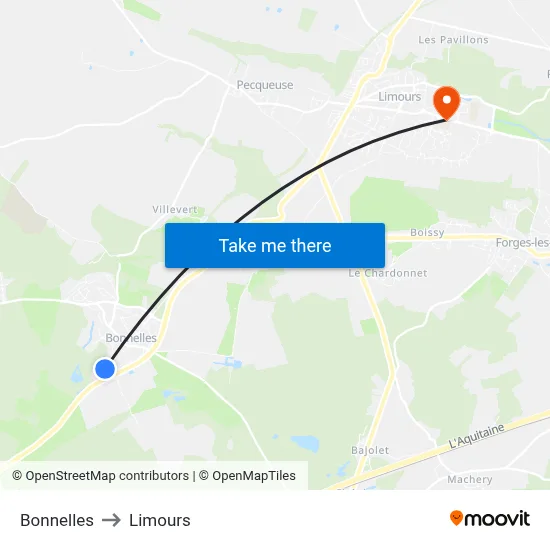 Bonnelles to Limours map