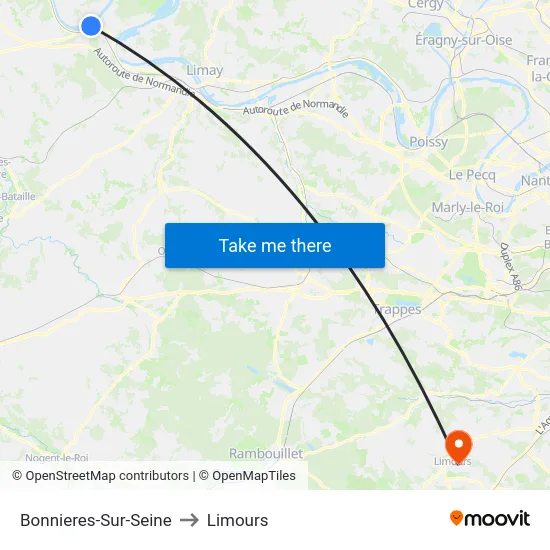 Bonnieres-Sur-Seine to Limours map