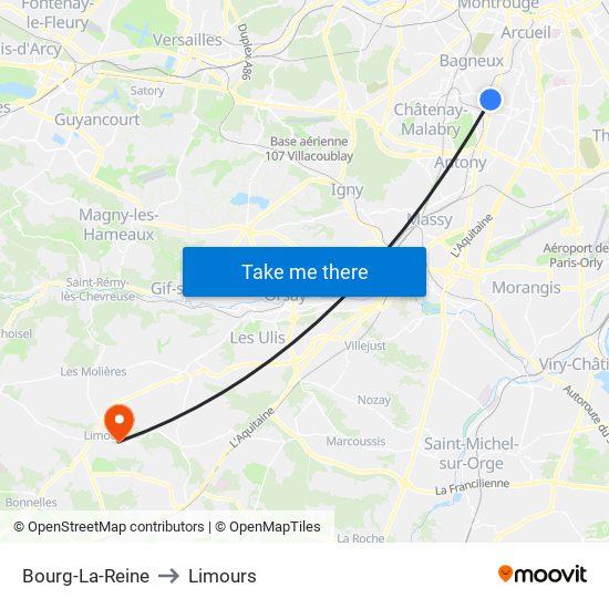 Bourg-La-Reine to Limours map