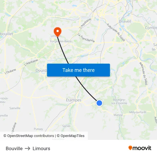 Bouville to Limours map
