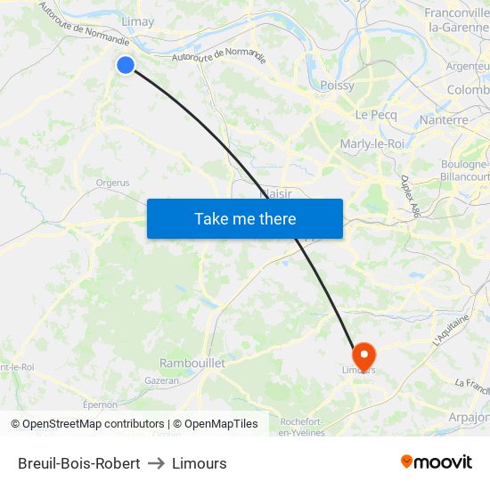 Breuil-Bois-Robert to Limours map