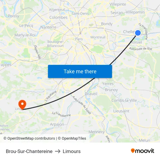 Brou-Sur-Chantereine to Limours map