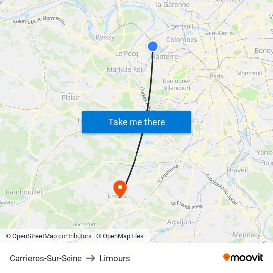 Carrieres-Sur-Seine to Limours map