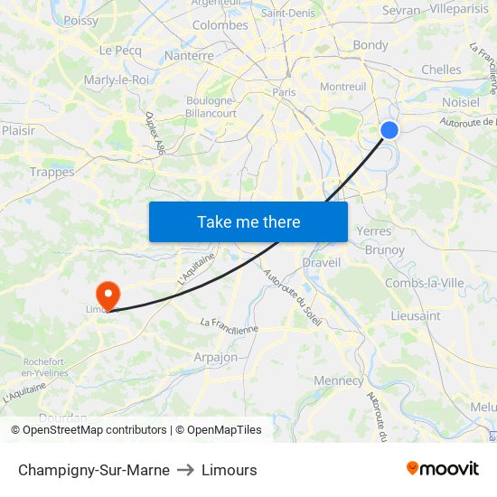 Champigny-Sur-Marne to Limours map