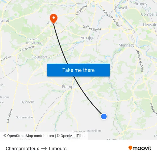 Champmotteux to Limours map