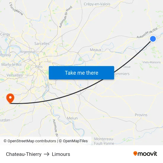 Chateau-Thierry to Limours map