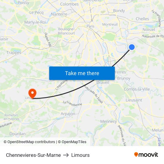 Chennevieres-Sur-Marne to Limours map