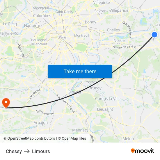 Chessy to Limours map
