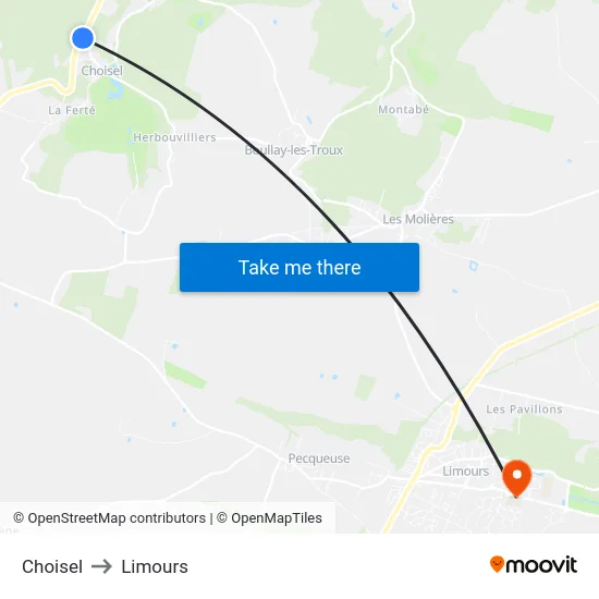 Choisel to Limours map