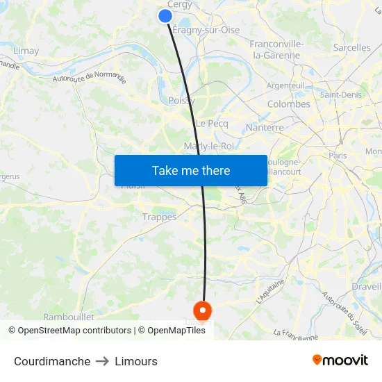 Courdimanche to Limours map