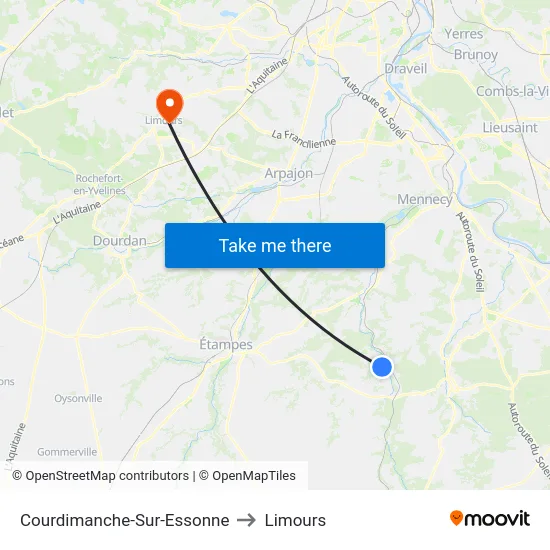 Courdimanche-Sur-Essonne to Limours map