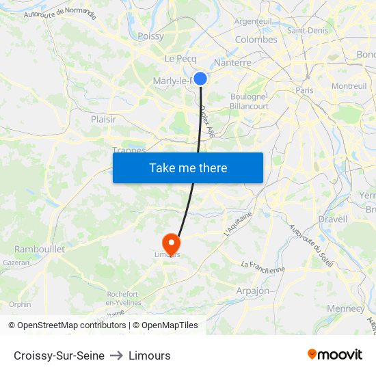 Croissy-Sur-Seine to Limours map