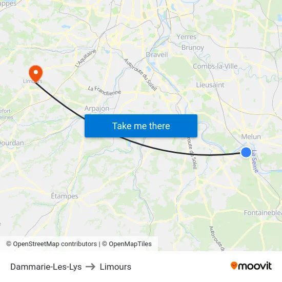 Dammarie-Les-Lys to Limours map