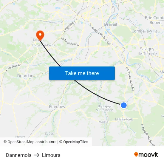 Dannemois to Limours map