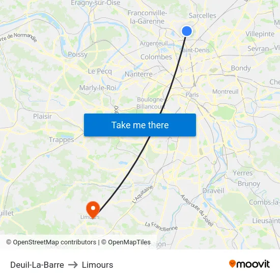Deuil-La-Barre to Limours map