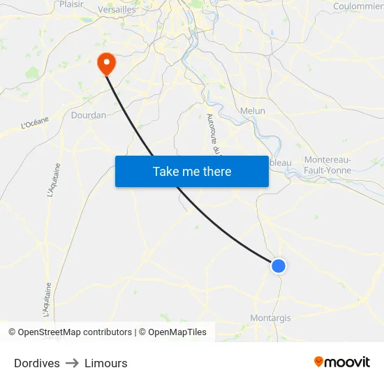 Dordives to Limours map
