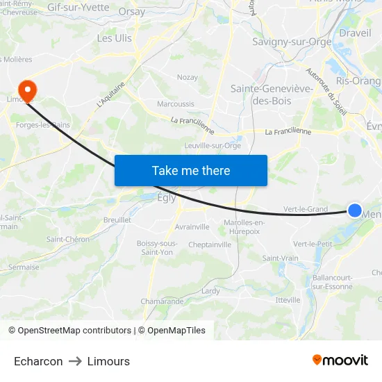 Echarcon to Limours map