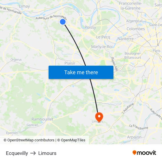 Ecquevilly to Limours map