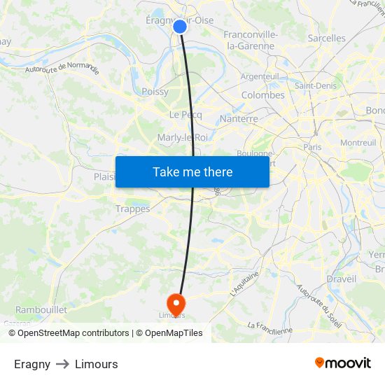 Eragny to Limours map