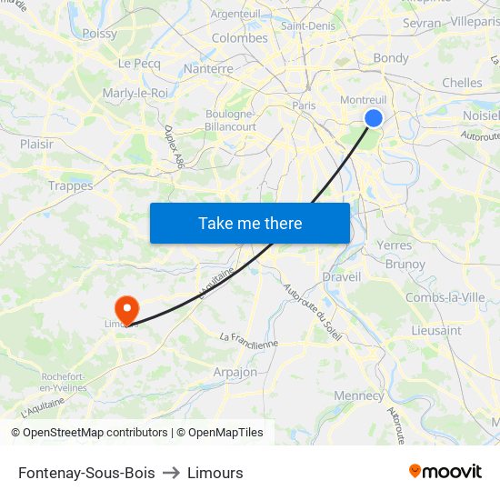 Fontenay-Sous-Bois to Limours map