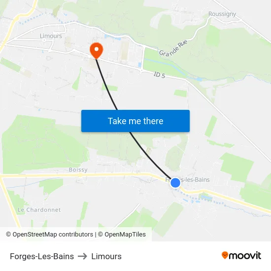 Forges-Les-Bains to Limours map