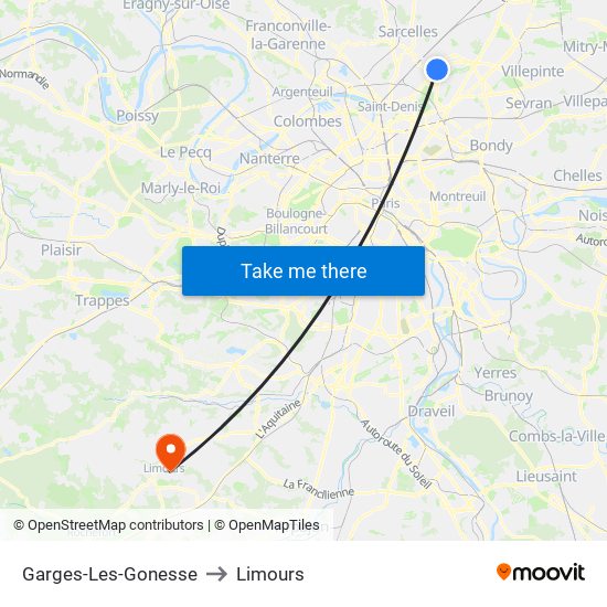 Garges-Les-Gonesse to Limours map
