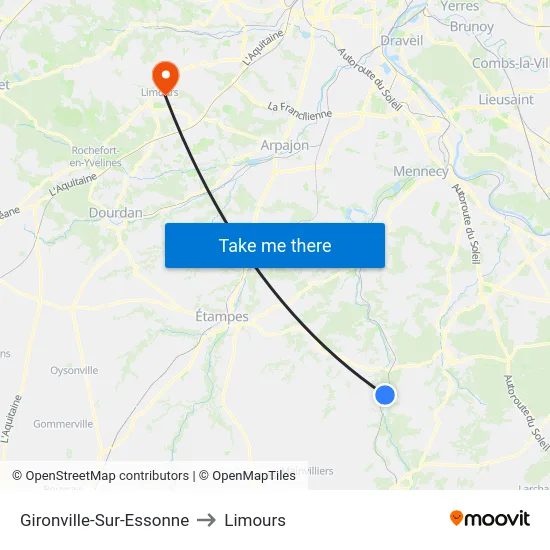 Gironville-Sur-Essonne to Limours map