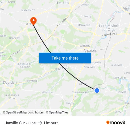 Janville-Sur-Juine to Limours map