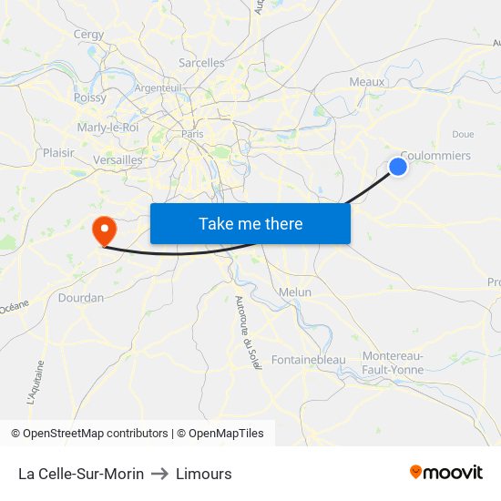 La Celle-Sur-Morin to Limours map