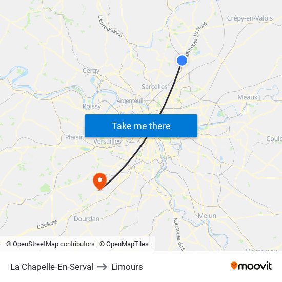 La Chapelle-En-Serval to Limours map