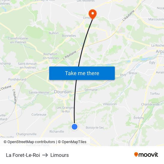 La Foret-Le-Roi to Limours map