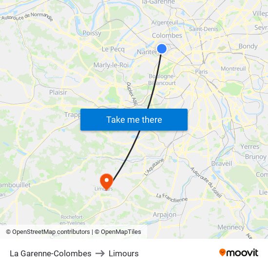 La Garenne-Colombes to Limours map