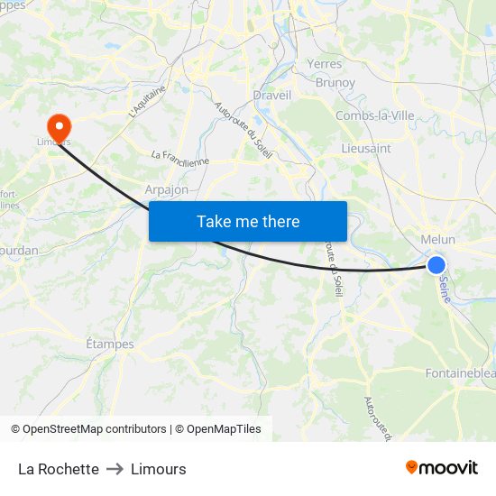 La Rochette to Limours map