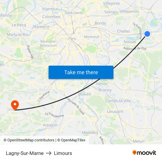 Lagny-Sur-Marne to Limours map