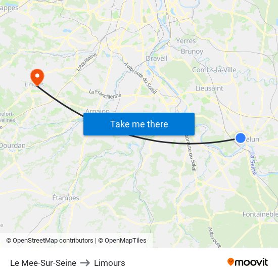 Le Mee-Sur-Seine to Limours map