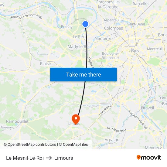 Le Mesnil-Le-Roi to Limours map